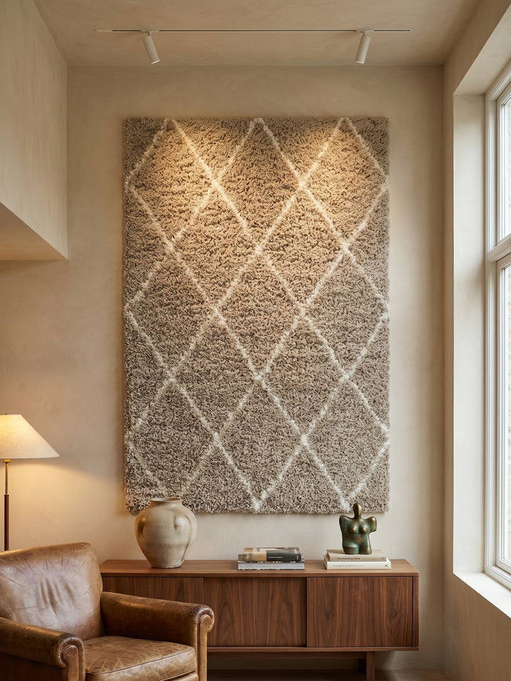 Teppich Beige Läufer Wandteppich Wanddeko_