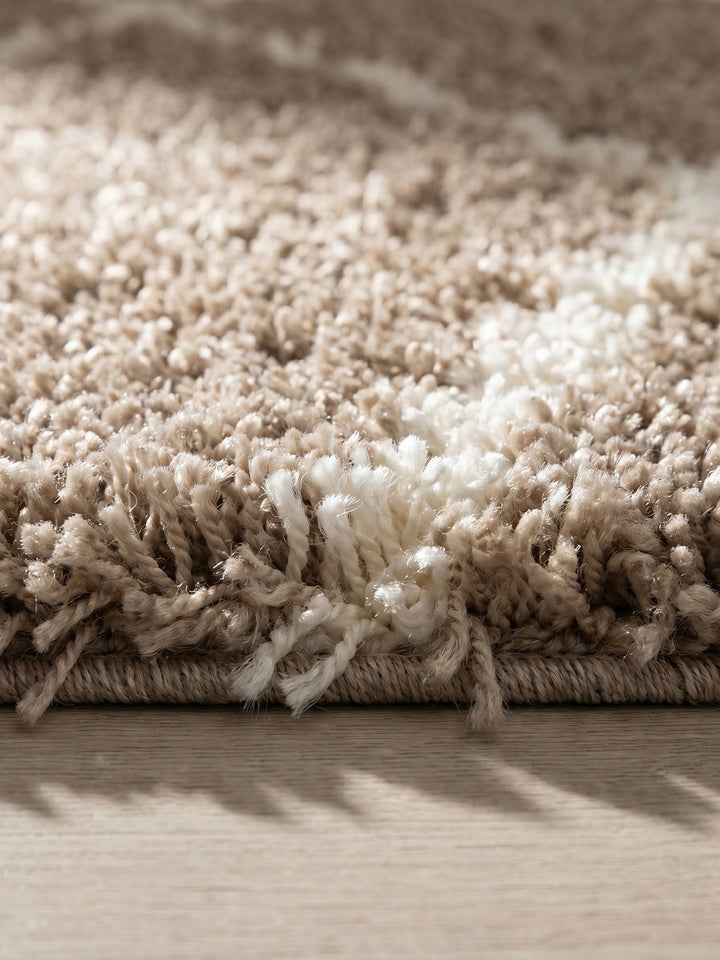 Teppich Beige rund Florhöhe Profil_