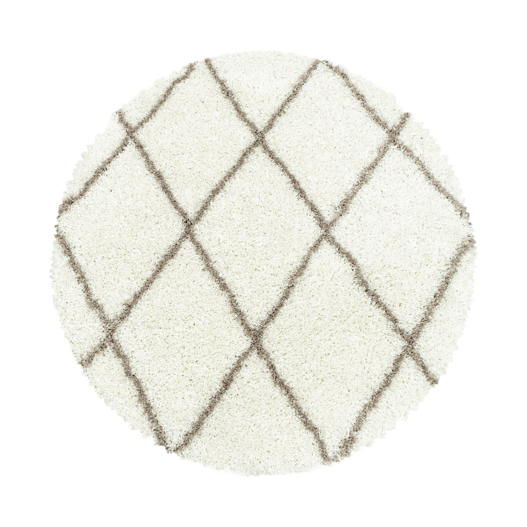 Teppich Hochflor Shaggy Geometrisch Polypropylen Wohnzimmer_Rund_