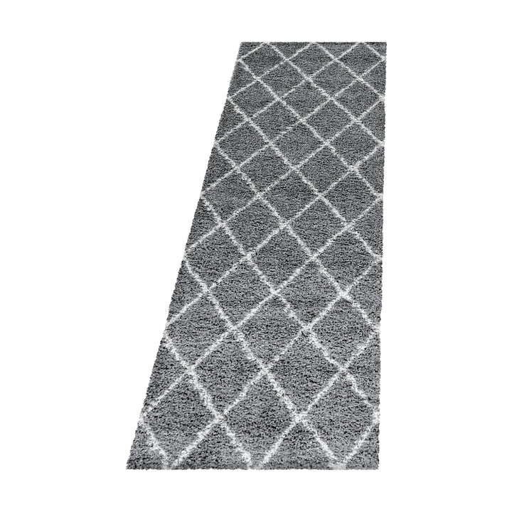 Teppich Hochflor Shaggy Geometrisch Polypropylen Wohnzimmer_Läufer_