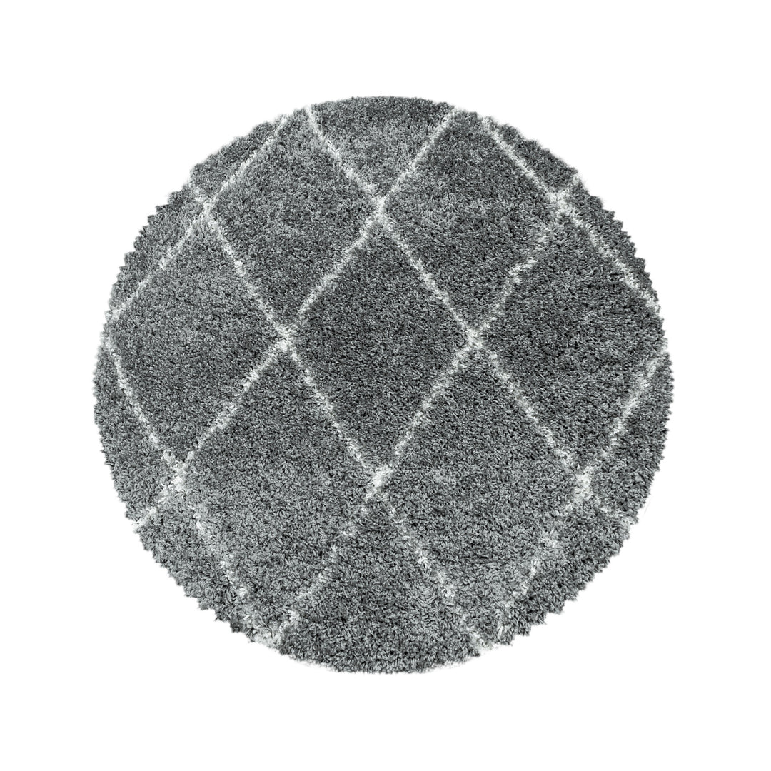 Teppich Hochflor Shaggy Geometrisch Polypropylen Wohnzimmer_Rund_