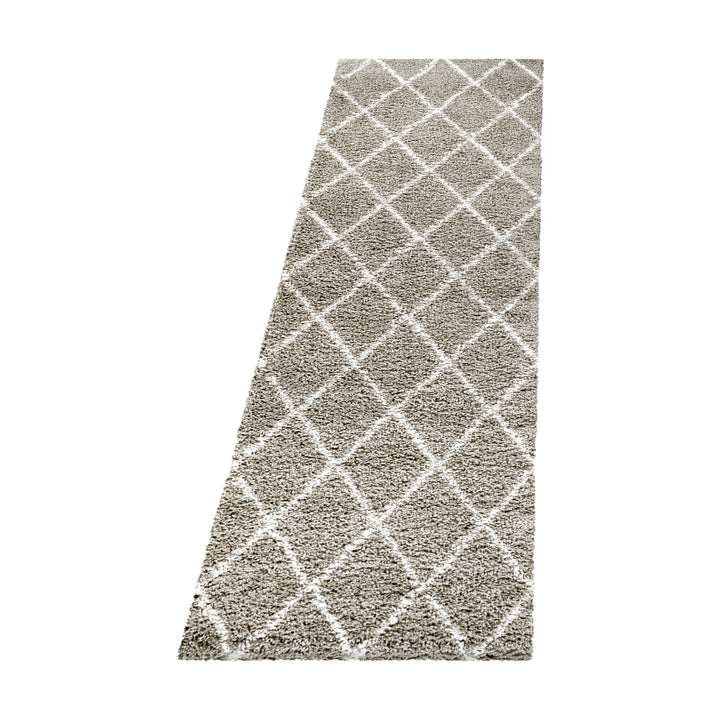 Teppich Hochflor Shaggy Geometrisch Polypropylen Wohnzimmer_Läufer_