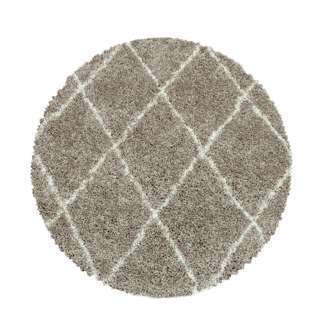 Teppich Hochflor Shaggy Geometrisch Polypropylen Wohnzimmer_Rund_