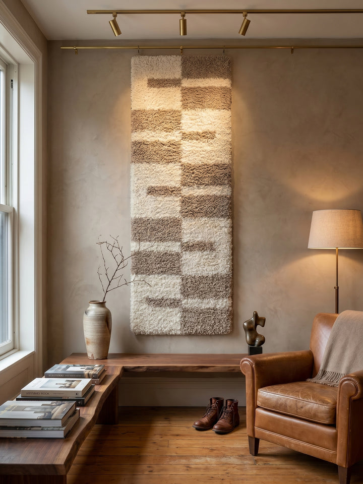 Teppich Beige Läufer Wandteppich Wanddeko_
