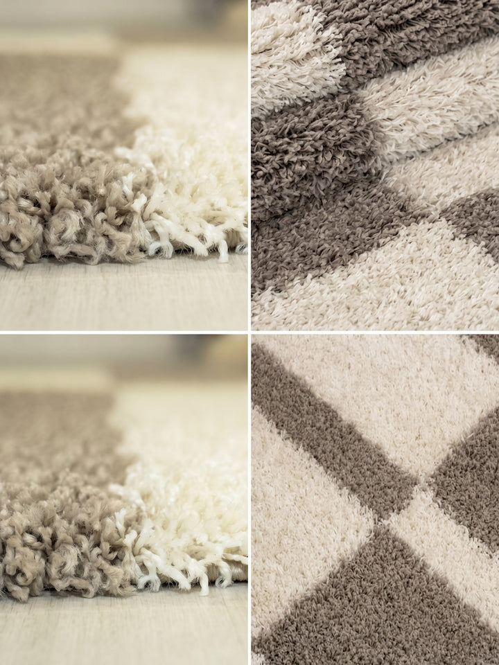 Teppich Beige rund Webstruktur Qualität_