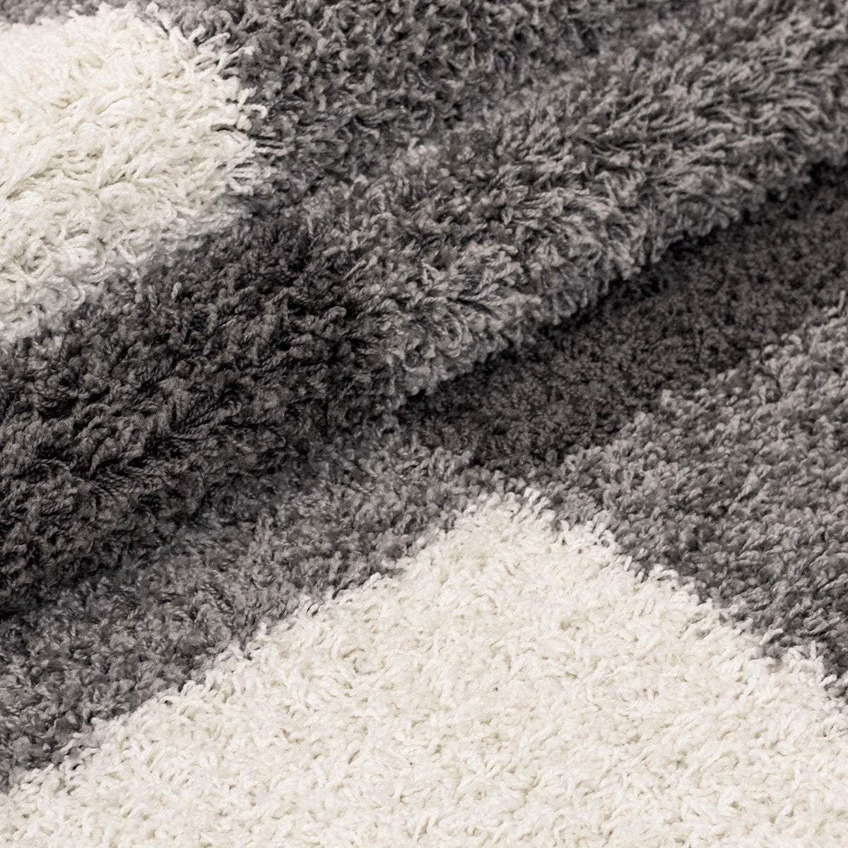Shaggy Hochflor-Teppich Karo – Waschbar & Flauschig | 3 cm Florhöhe für Barfußkomfort – Ansicht 41
