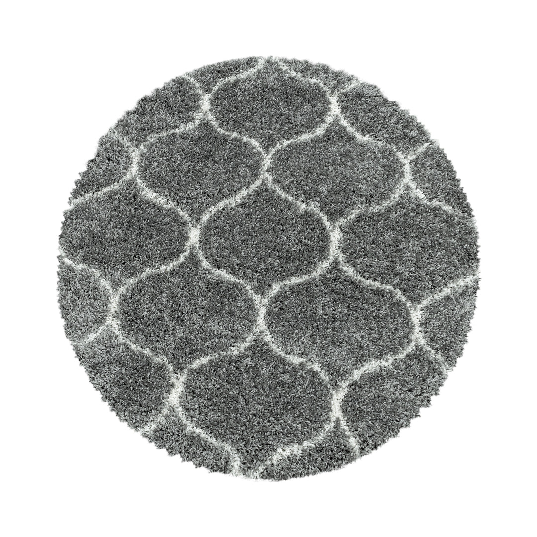Teppich Hochflor Shaggy Skandi-Muster Polypropylen Wohnzimmer_Rund_