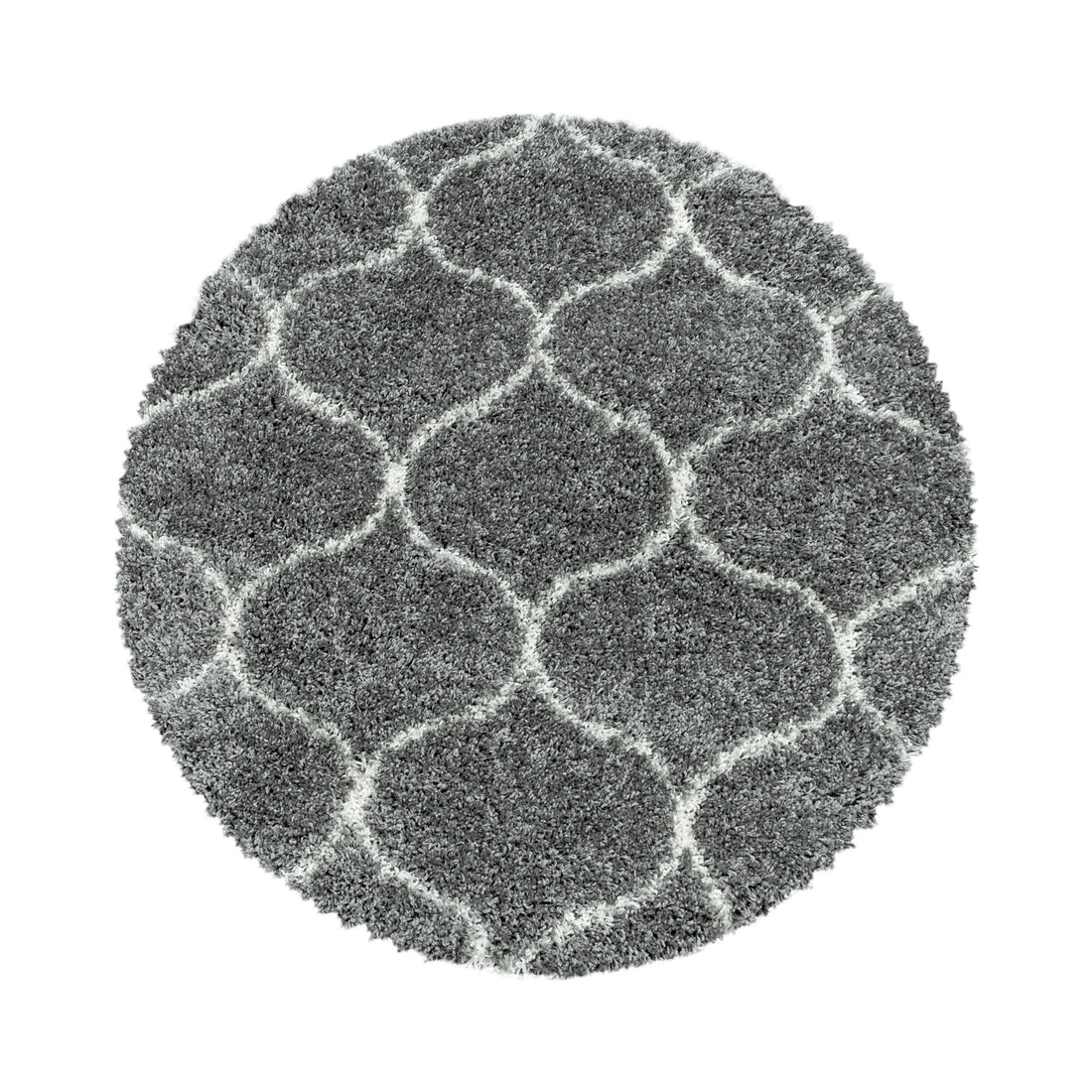 Teppich Hochflor Shaggy Skandi-Muster Polypropylen Wohnzimmer Rund