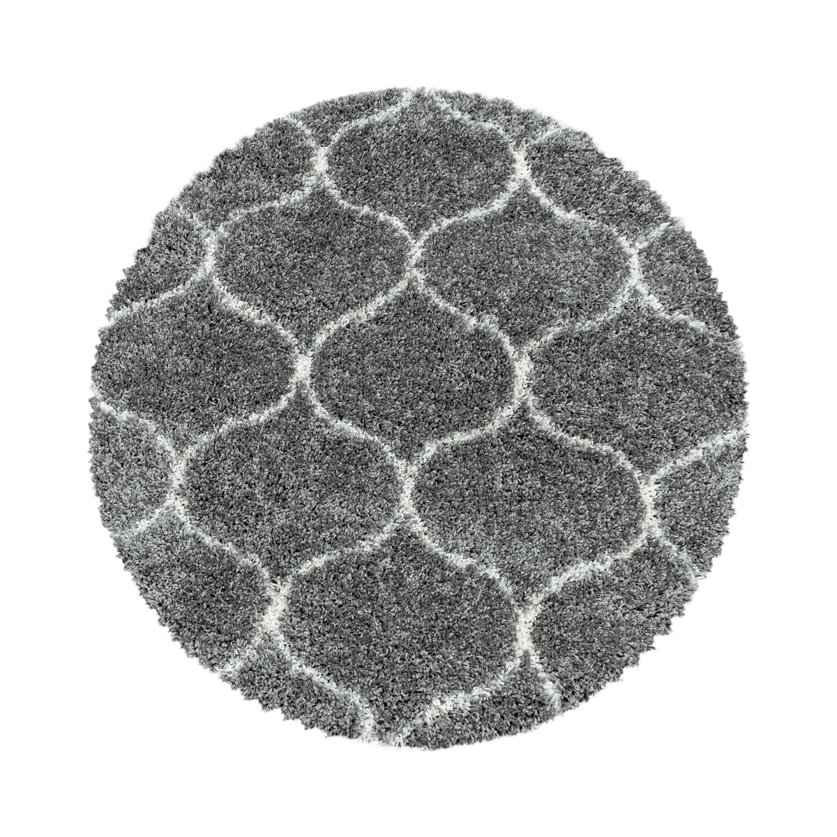Teppich Hochflor Shaggy Skandi-Muster Polypropylen Wohnzimmer Rund