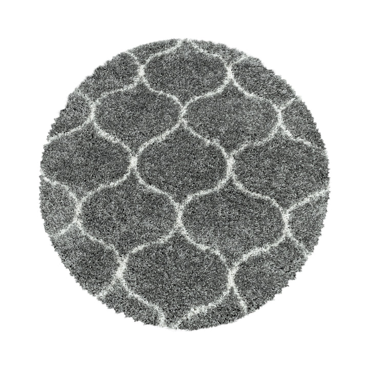 Teppich Hochflor Shaggy Skandi-Muster Polypropylen Wohnzimmer_Rund_