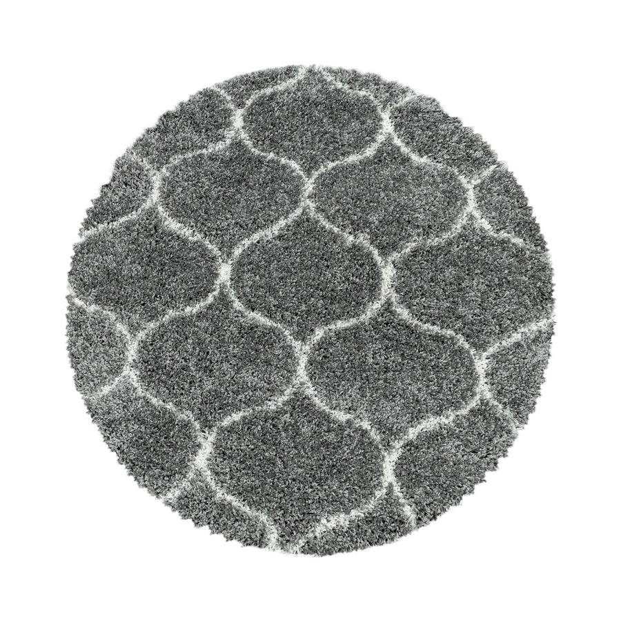 Teppich Hochflor Shaggy Skandi-Muster Polypropylen Wohnzimmer_Rund_