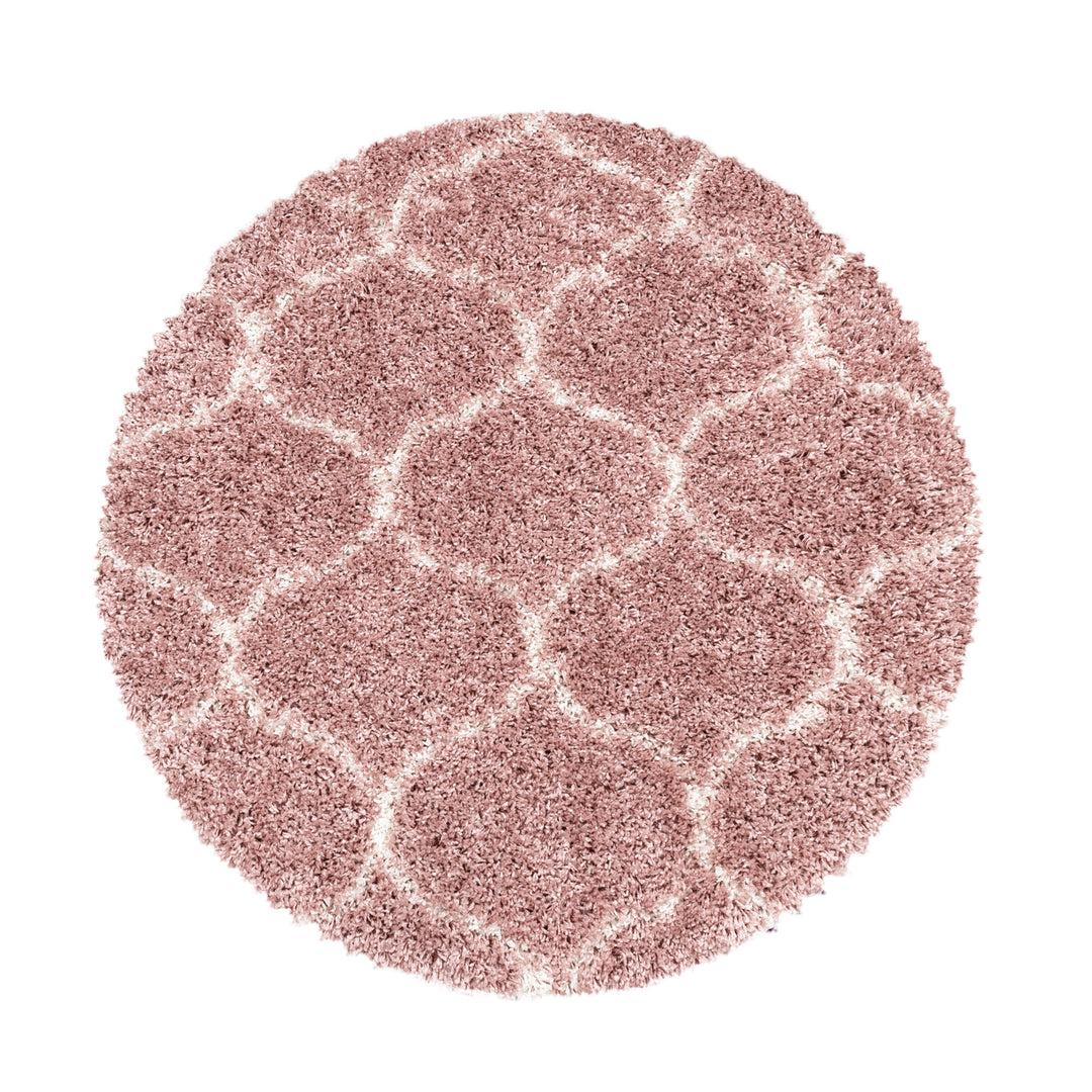 Teppich Hochflor Shaggy Skandi-Muster Polypropylen Wohnzimmer_Rund_
