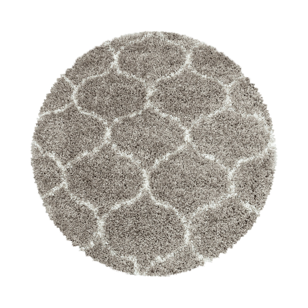 Teppich Hochflor Shaggy Skandi-Muster Polypropylen Wohnzimmer_Rund_