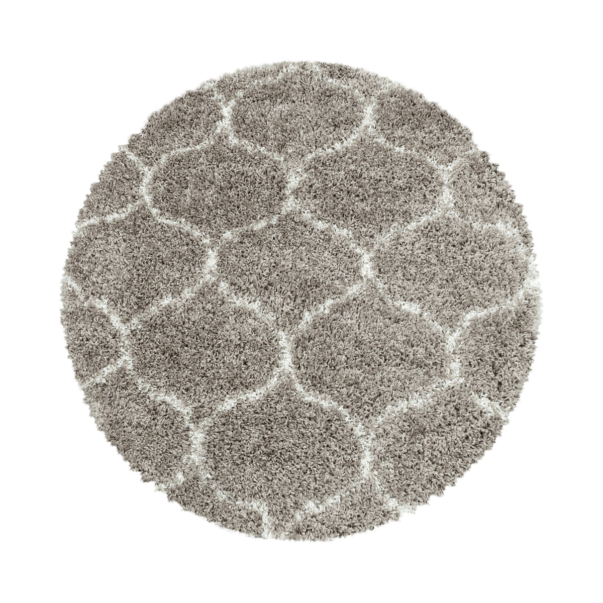 Teppich Hochflor Shaggy Skandi-Muster Polypropylen Wohnzimmer_Rund_