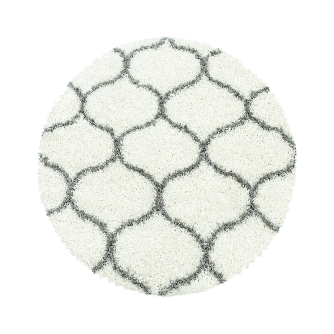 Teppich Hochflor Shaggy Skandi-Muster Polypropylen Wohnzimmer_Rund_