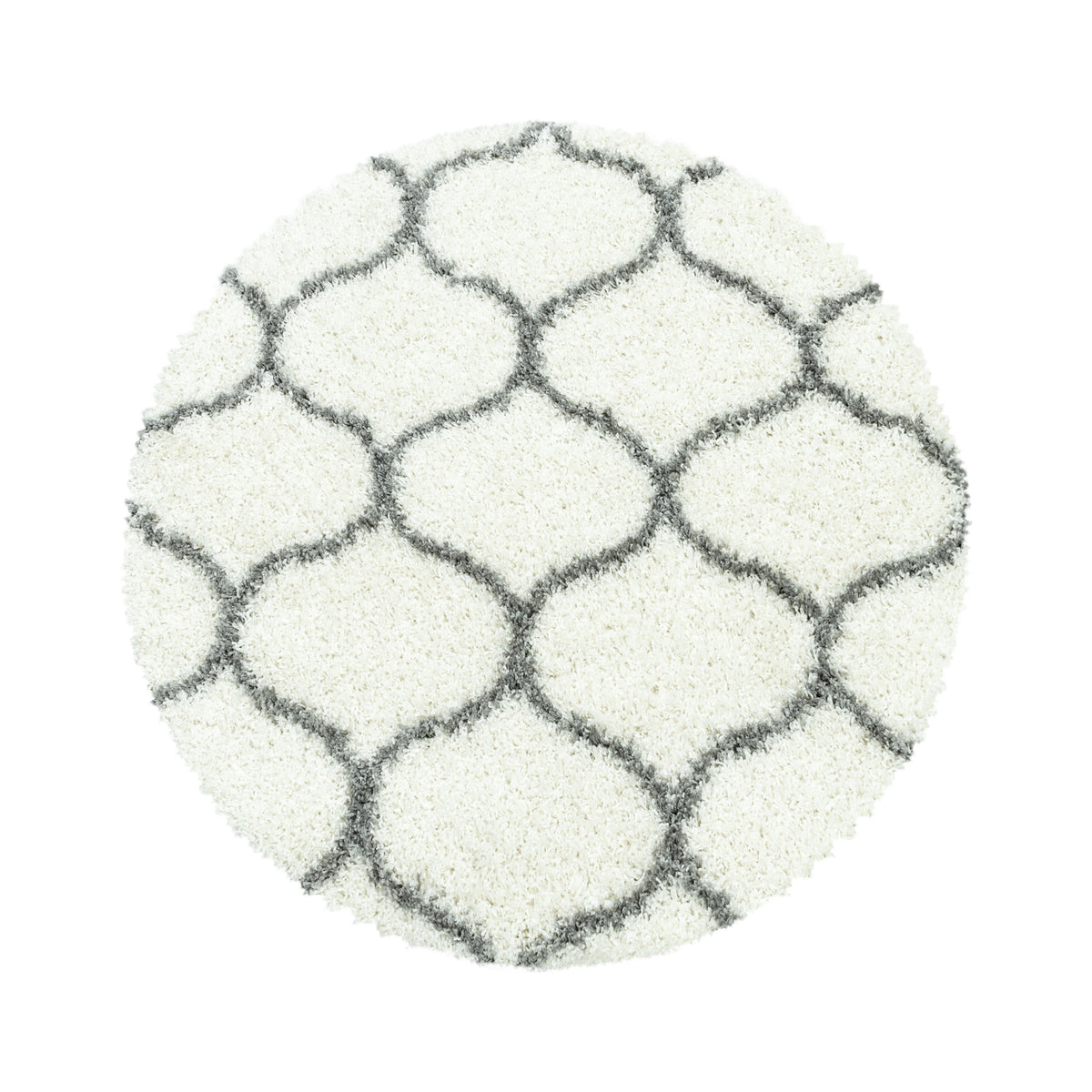 Teppich Hochflor Shaggy Skandi-Muster Polypropylen Wohnzimmer_Rund_