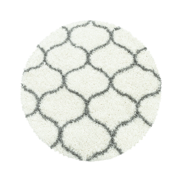 Teppich Hochflor Shaggy Skandi-Muster Polypropylen Wohnzimmer_Rund_