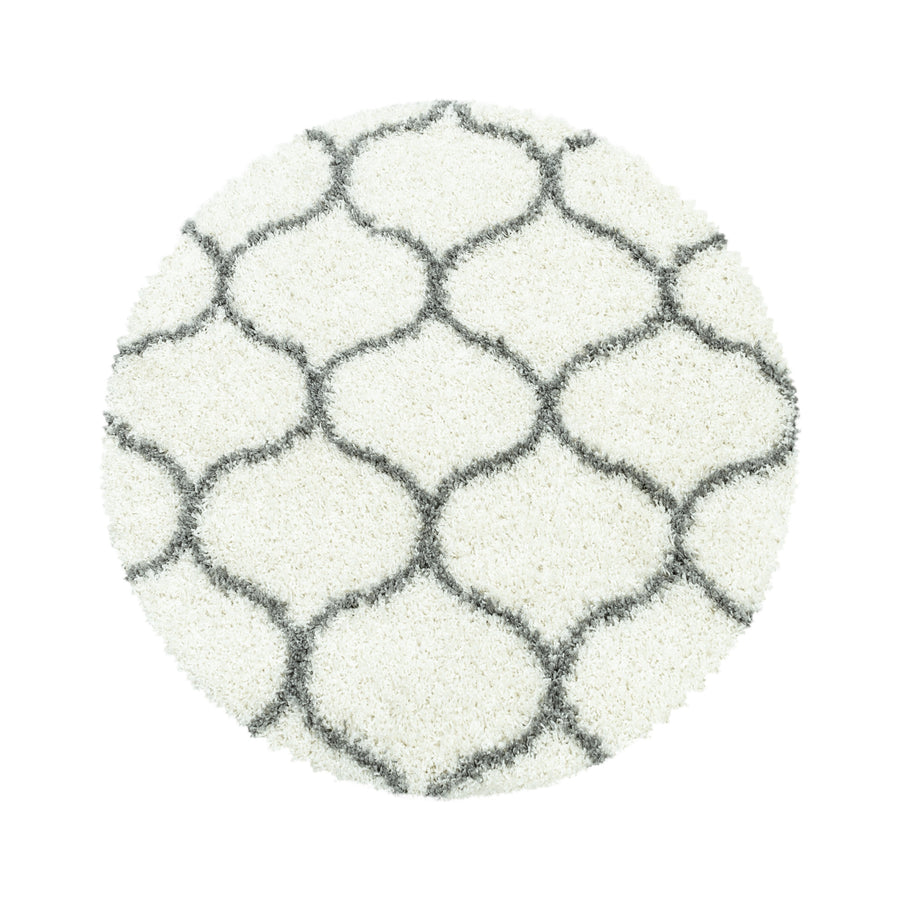Teppich Hochflor Shaggy Skandi-Muster Polypropylen Wohnzimmer_Rund_