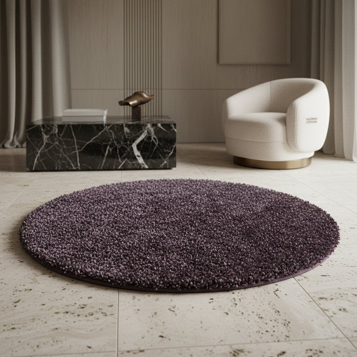 Teppich Hochflor Shaggy Uni-Look Polypropylen Wohnzimmer_Rund_