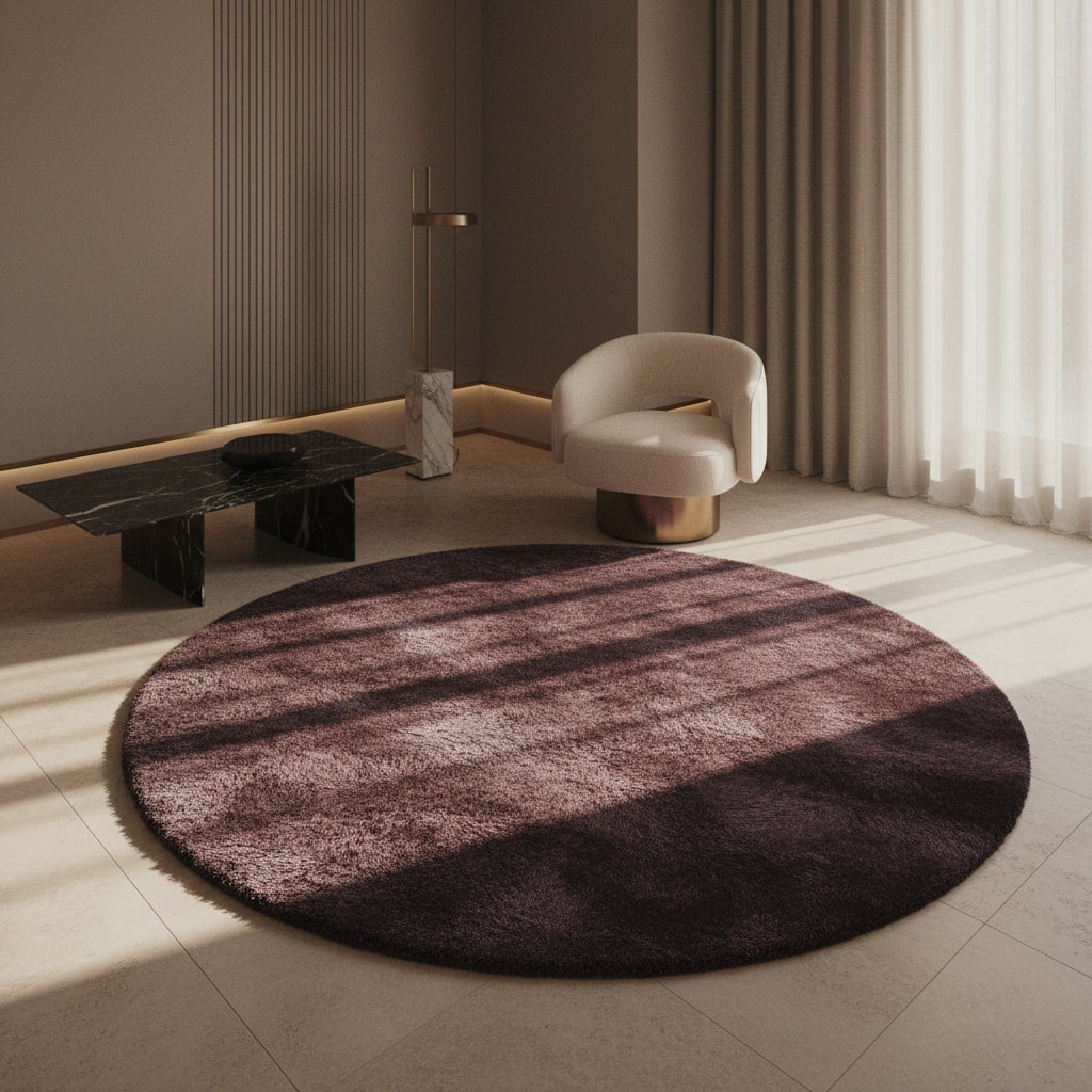Teppich Hochflor Shaggy Uni-Look Polypropylen Wohnzimmer_Rund_