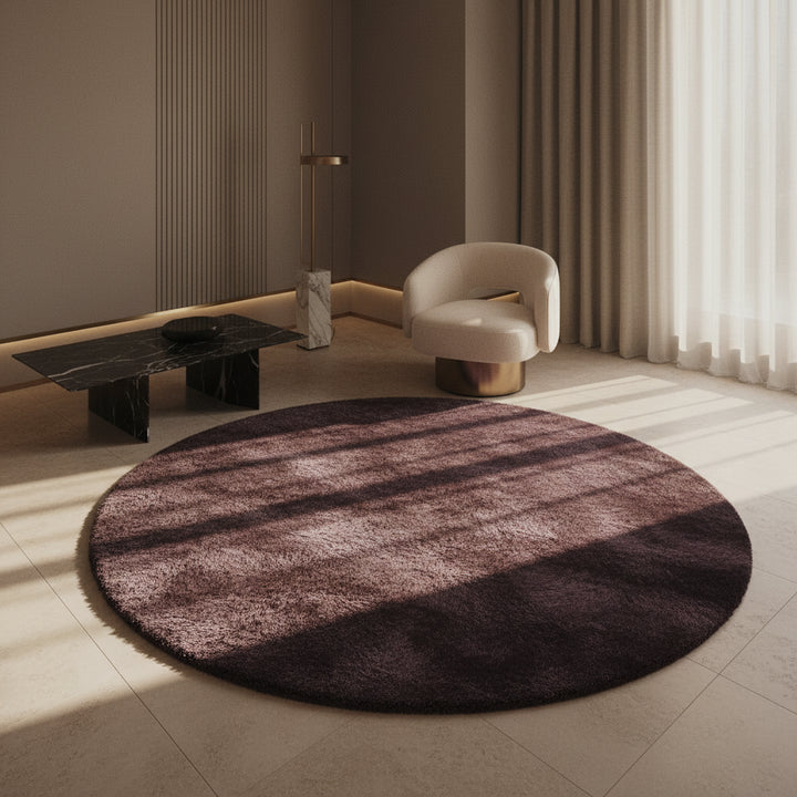 Teppich Hochflor Shaggy Uni-Look Polypropylen Wohnzimmer_Rund_