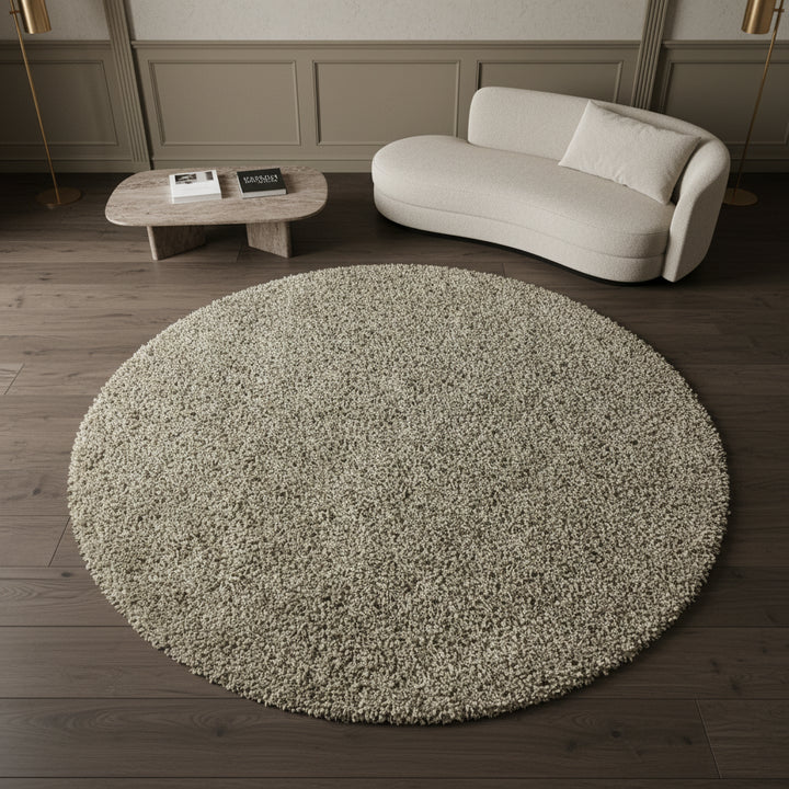 Teppich Hochflor Shaggy Uni-Look Polypropylen Wohnzimmer_Rund_