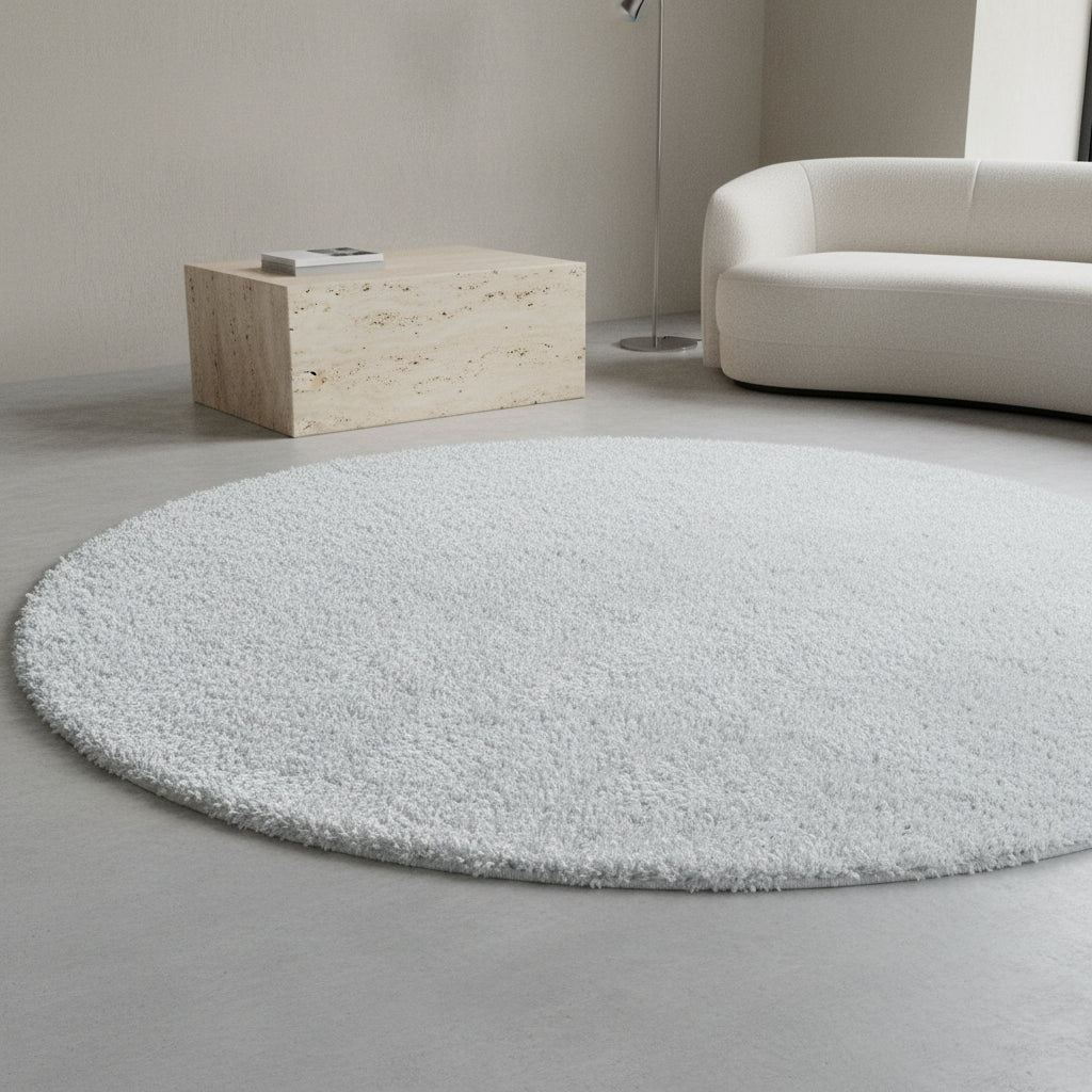 Teppich Hochflor Shaggy Uni-Look Polypropylen Wohnzimmer_Rund_