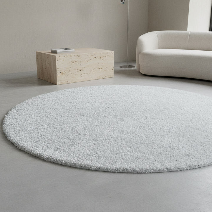Teppich Hochflor Shaggy Uni-Look Polypropylen Wohnzimmer_Rund_