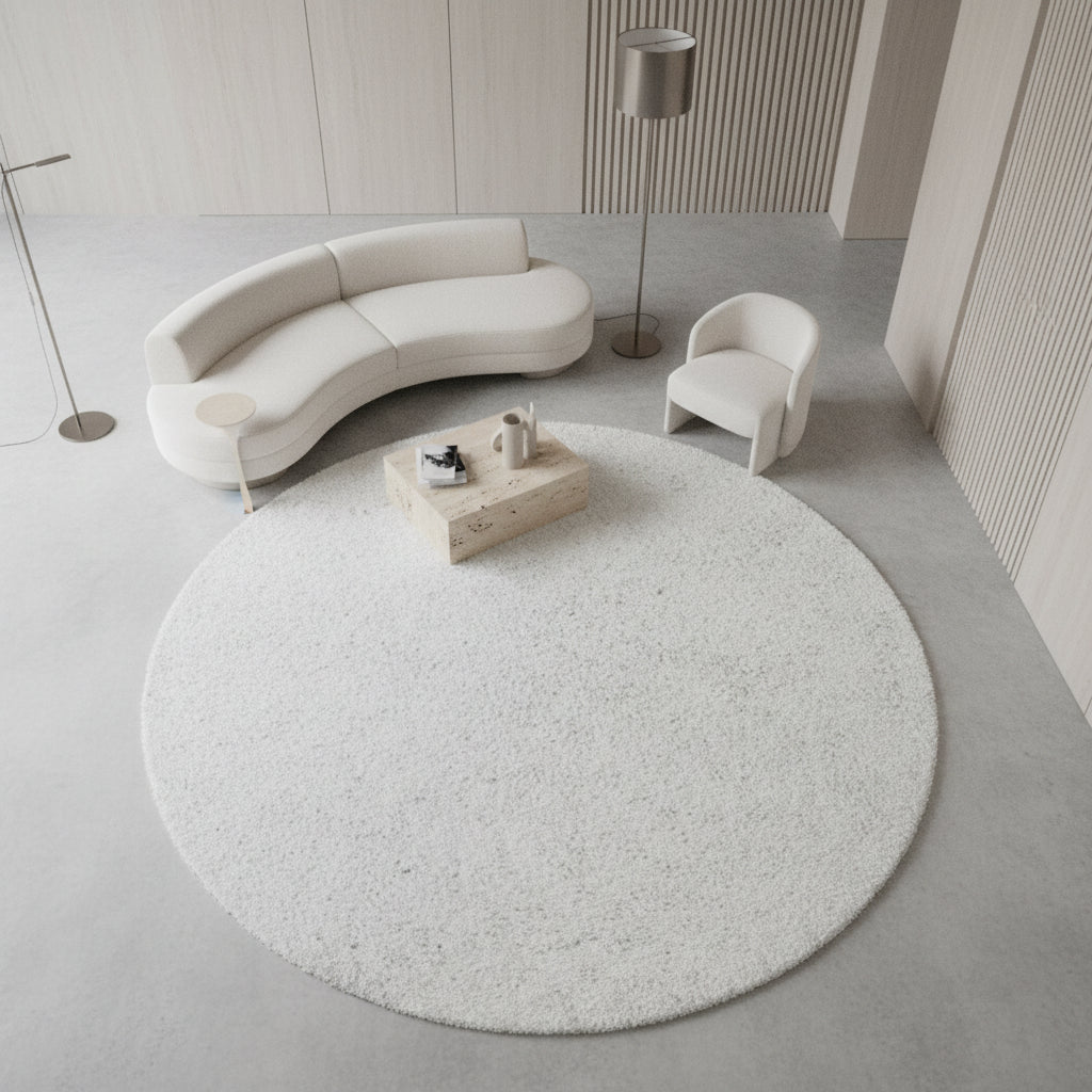 Teppich Hochflor Shaggy Uni-Look Polypropylen Wohnzimmer_Rund_