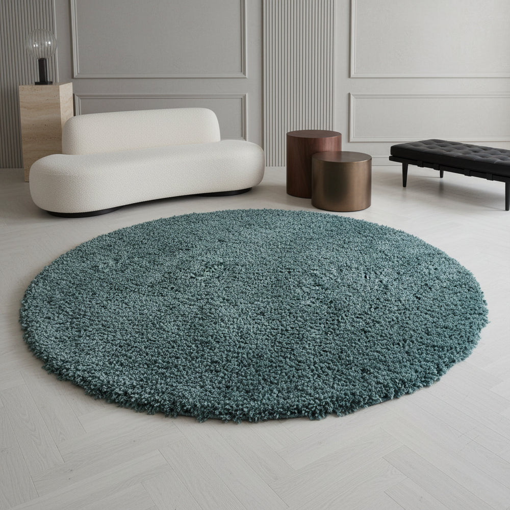 Teppich Hochflor Shaggy Uni-Look Polypropylen Wohnzimmer_Rund_
