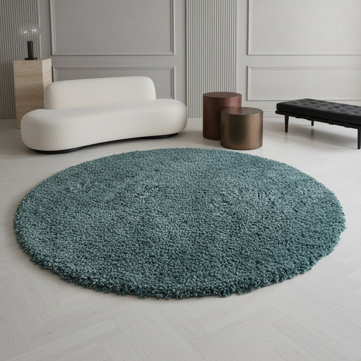 Teppich Hochflor Shaggy Uni-Look Polypropylen Wohnzimmer_Rund_