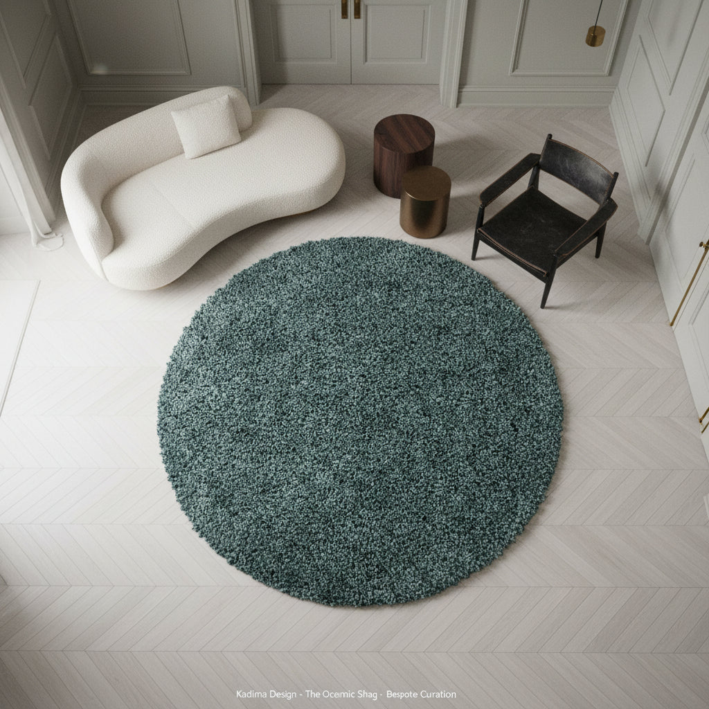 Teppich Hochflor Shaggy Uni-Look Polypropylen Wohnzimmer_Rund_