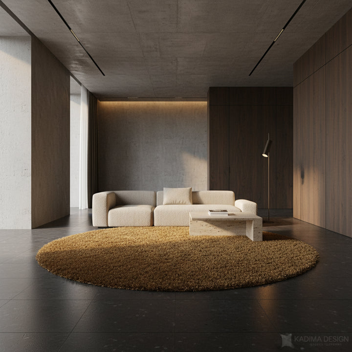 Teppich Hochflor Shaggy Uni-Look Polypropylen Wohnzimmer_Rund_