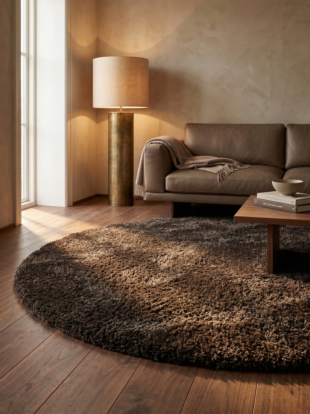 Teppich Brown rund Textur Nahaufnahme Detail_
