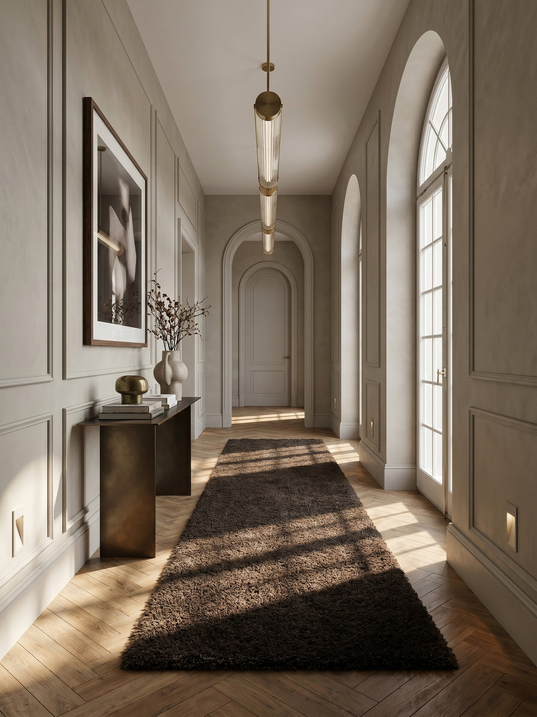 Teppich Brown Läufer im Wohnzimmer Einrichtungsidee_