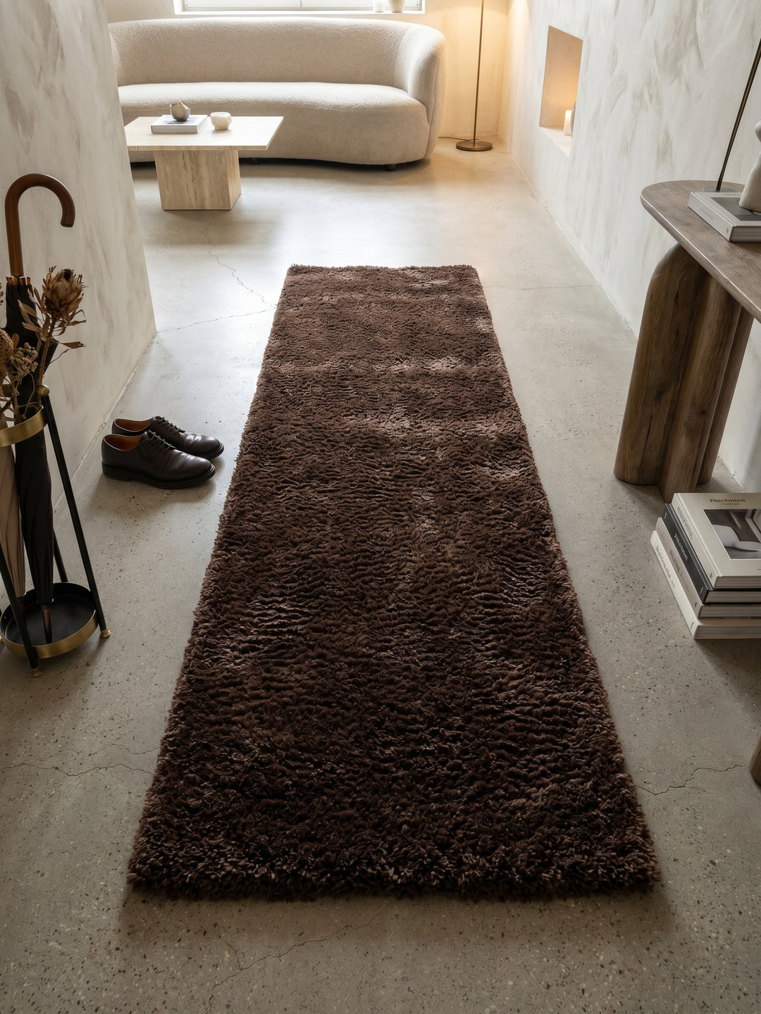 Teppich Brown Läufer Muster Draufsicht_