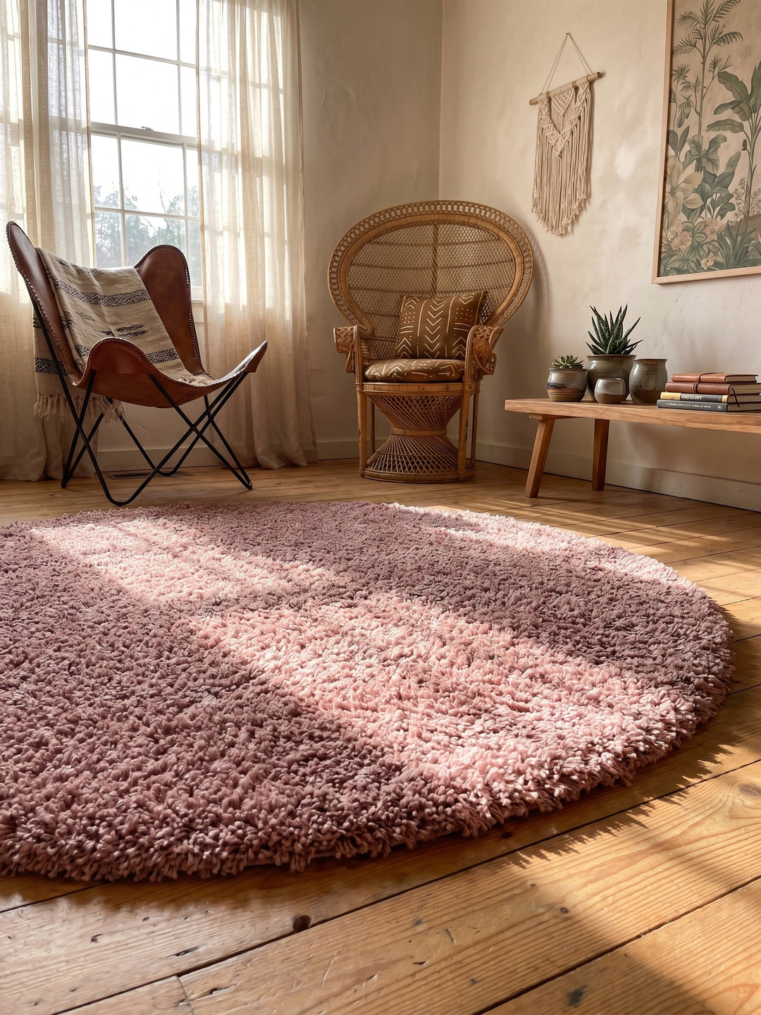 Teppich Rosa rund Textur Nahaufnahme Detail_