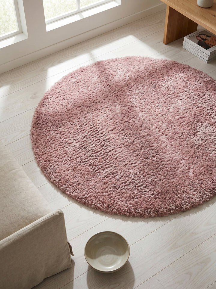 Teppich Rosa rund Muster Draufsicht_