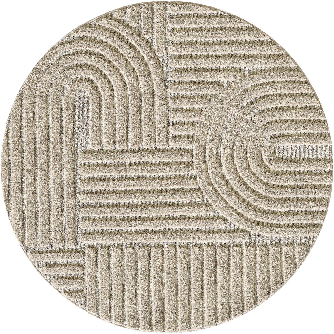 Teppich Hochflor Skandi-Boho Muster Polypropylen Wohnzimmer_Rund_