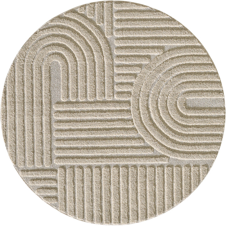 Teppich Hochflor Skandi-Boho Muster Polypropylen Wohnzimmer_Rund_