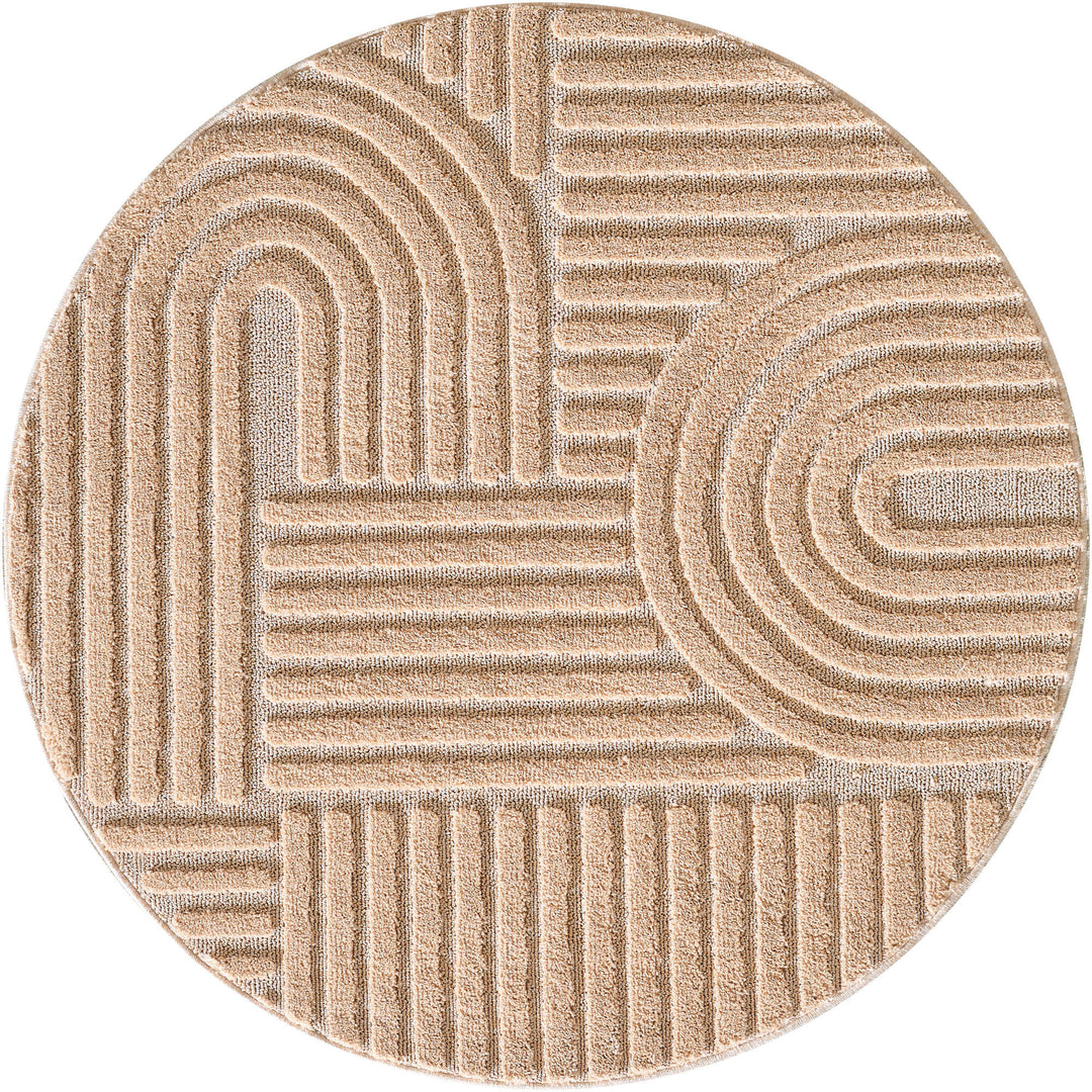 Teppich Hochflor Skandi-Boho Muster Polypropylen Wohnzimmer_Rund_