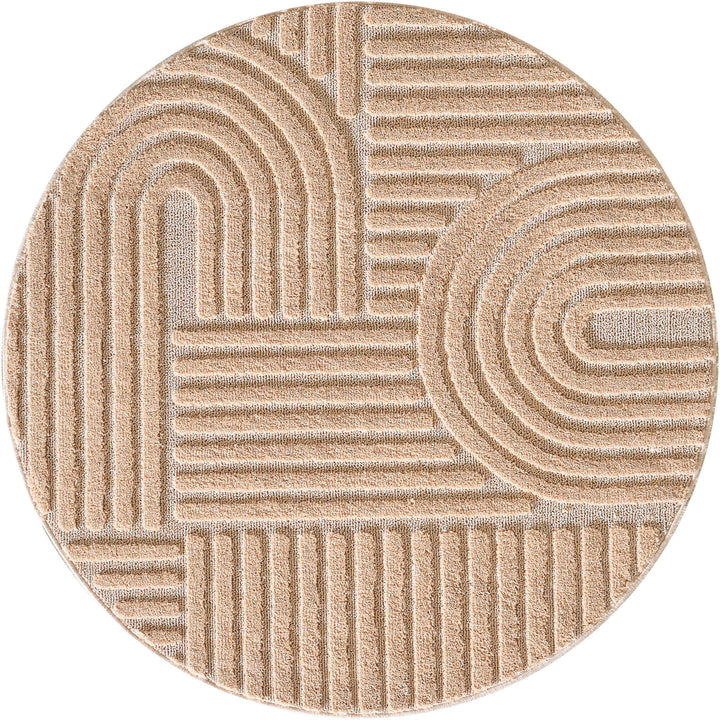 Teppich Hochflor Skandi-Boho Muster Polypropylen Wohnzimmer_Rund_