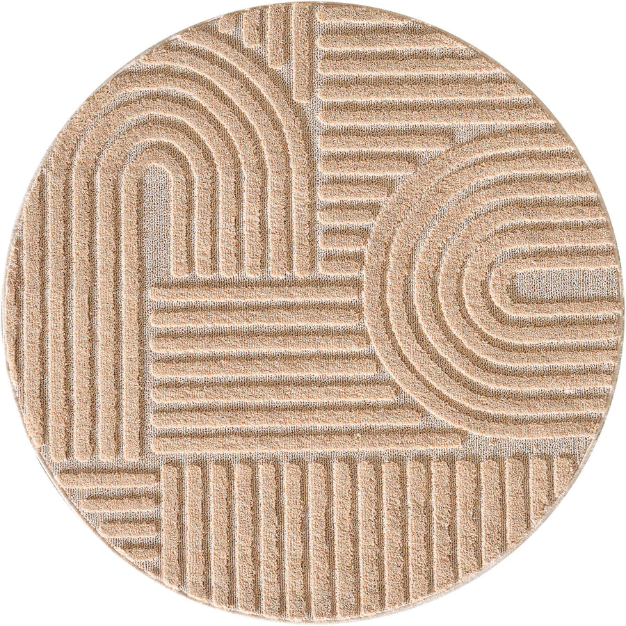 Teppich Hochflor Skandi-Boho Muster Polypropylen Wohnzimmer_Rund_