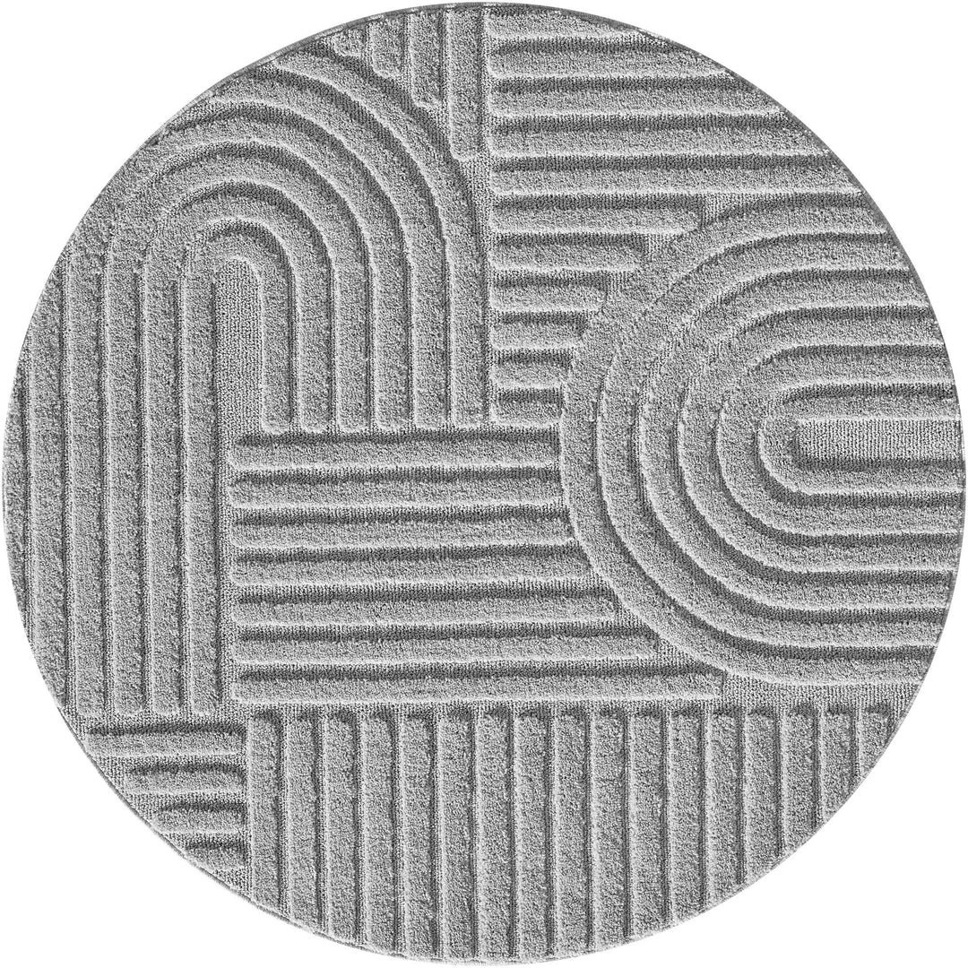 Teppich Hochflor Skandi-Boho Muster Polypropylen Wohnzimmer_Rund_