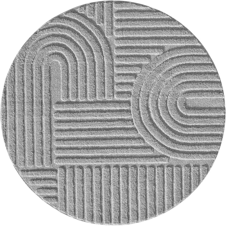 Teppich Hochflor Skandi-Boho Muster Polypropylen Wohnzimmer_Rund_