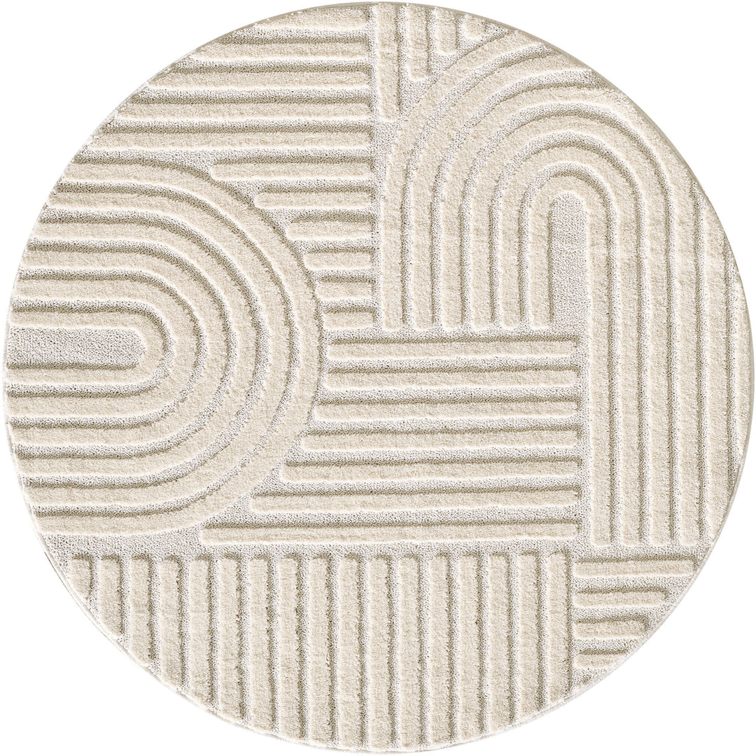 Teppich Hochflor Skandi-Boho Muster Polypropylen Wohnzimmer_Rund_