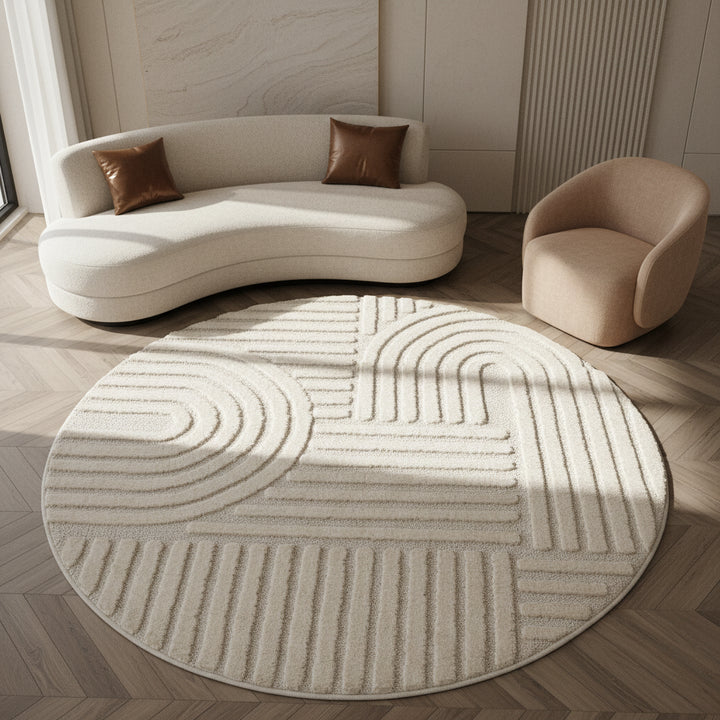 Teppich Hochflor Skandi-Boho Muster Polypropylen Wohnzimmer_Rund_