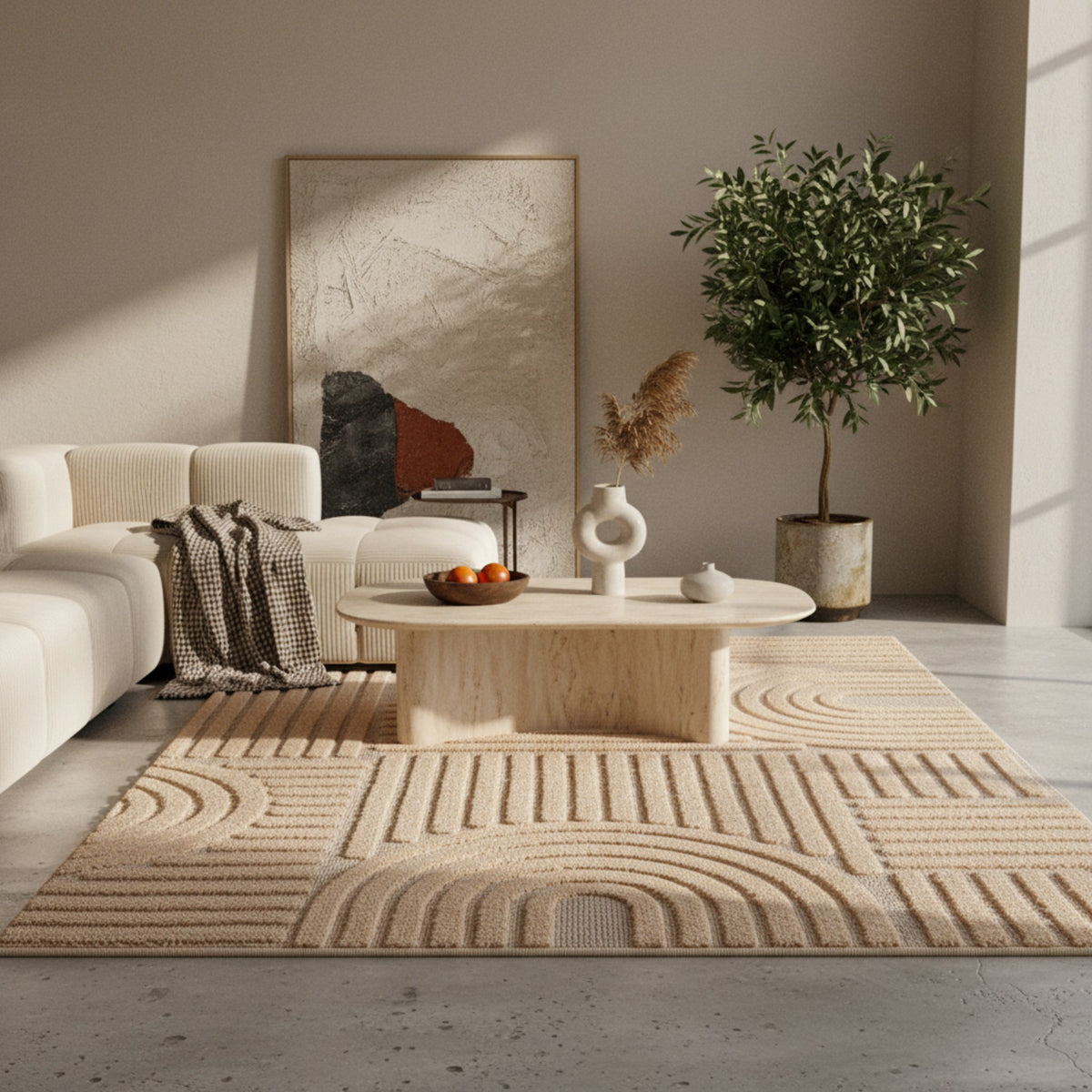 3D Hochflor-Teppich Skandinavisch Boho – Waschbar | Hoch-Tief-Effekt | Saugroboter-geeignet – Ansicht 21