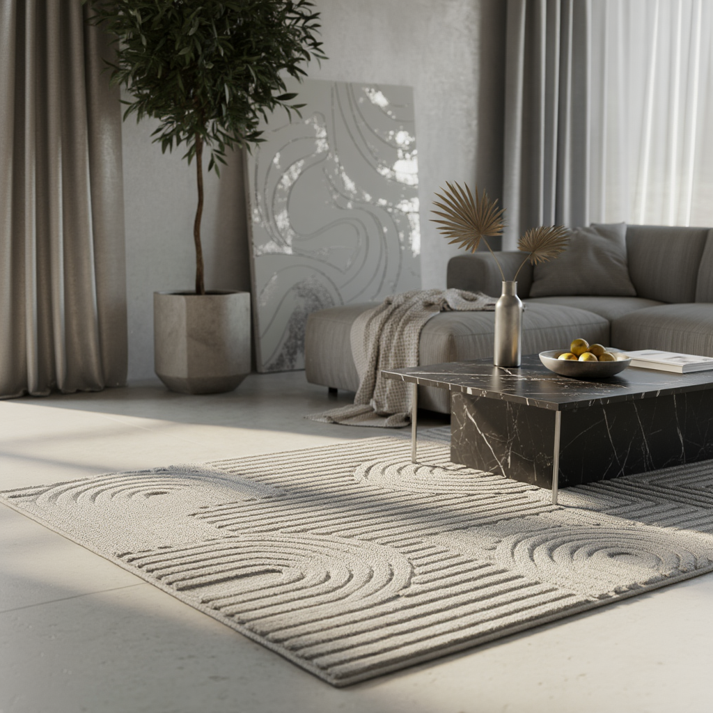 3D Hochflor-Teppich Skandinavisch Boho – Waschbar | Hoch-Tief-Effekt | Saugroboter-geeignet – Ansicht 2