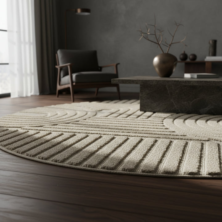 Teppich Hochflor Skandi-Boho Muster Polypropylen Wohnzimmer_Rund_